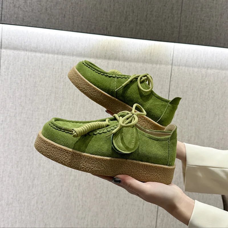 SaneShoppe-AIYUQI 2026 Genuine Leather Women's Shoes Flat Lace-up Loafers Large Size