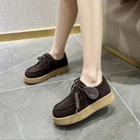 SaneShoppe-AIYUQI 2026 Genuine Leather Women's Shoes Flat Lace-up Loafers Large Size