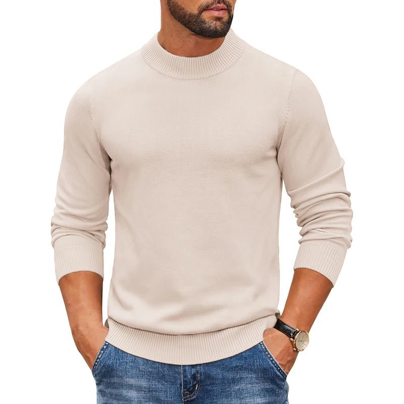 SaneShoppe-Men's Mock Turtleneck Pullover Sweater for Cold Days - Streetwear Style