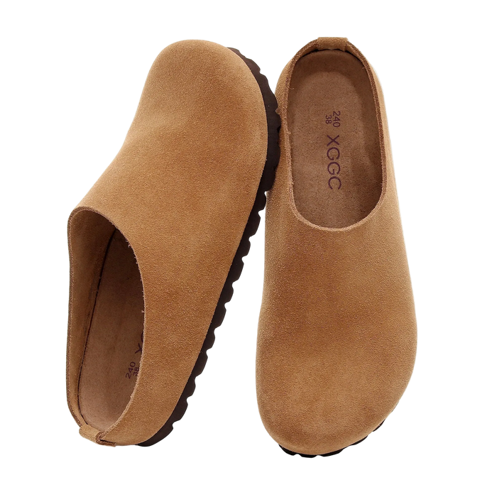 SaneShoppe-Cork Footbed Sandals with Arch Support - Anti Slip Leather Clogs