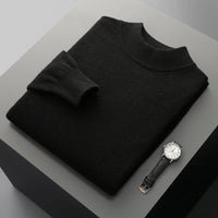 SaneShoppe-Men's Merino Wool Stand Up Collar Sweater - Soft & Warm Pullover