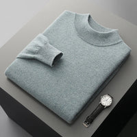 SaneShoppe-Men's Merino Wool Stand Up Collar Sweater - Soft & Warm Pullover