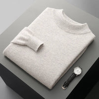 SaneShoppe-Men's Merino Wool Stand Up Collar Sweater - Soft & Warm Pullover