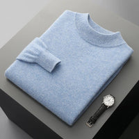 SaneShoppe-Men's Merino Wool Stand Up Collar Sweater - Soft & Warm Pullover
