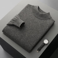 SaneShoppe-Men's Merino Wool Stand Up Collar Sweater - Soft & Warm Pullover