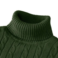 SaneShoppe-Men's Casual Turtleneck Knitted Sweater - Lightweight Ribbed Pullover for Autumn