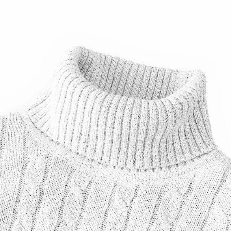 SaneShoppe-Men's Casual Turtleneck Knitted Sweater - Lightweight Ribbed Pullover for Autumn