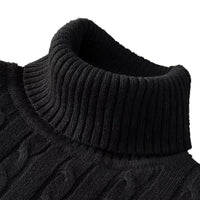 SaneShoppe-Men's Casual Turtleneck Knitted Sweater - Lightweight Ribbed Pullover for Autumn