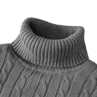 SaneShoppe-Men's Casual Turtleneck Knitted Sweater - Lightweight Ribbed Pullover for Autumn