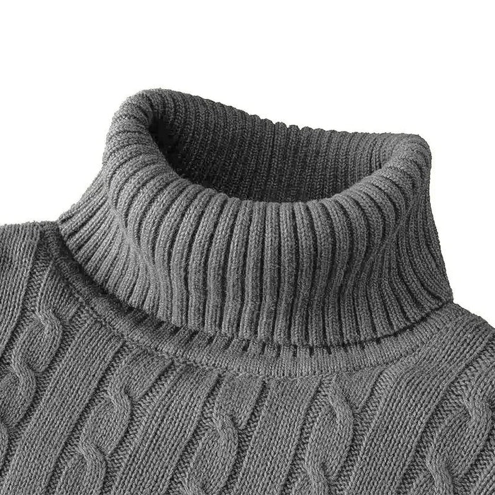 SaneShoppe-Men's Casual Turtleneck Knitted Sweater - Lightweight Ribbed Pullover for Autumn