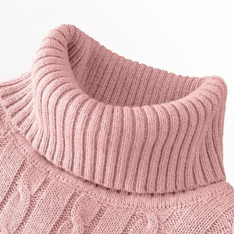 SaneShoppe-Men's Casual Turtleneck Knitted Sweater - Lightweight Ribbed Pullover for Autumn