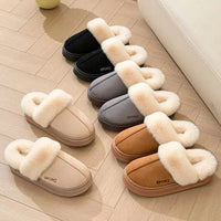 SaneShoppe-Warm Winter Women's Fluffy Slippers House Shoes Elegant Home Fashion Platform Footwear