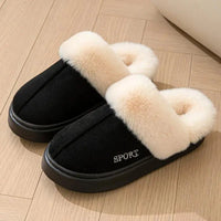 SaneShoppe-Warm Winter Women's Fluffy Slippers House Shoes Elegant Home Fashion Platform Footwear