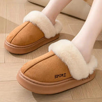 SaneShoppe-Warm Winter Women's Fluffy Slippers House Shoes Elegant Home Fashion Platform Footwear