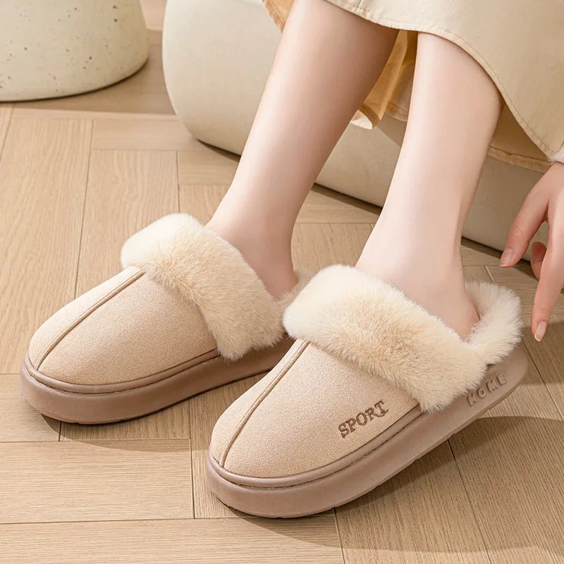 SaneShoppe-Warm Winter Women's Fluffy Slippers House Shoes Elegant Home Fashion Platform Footwear
