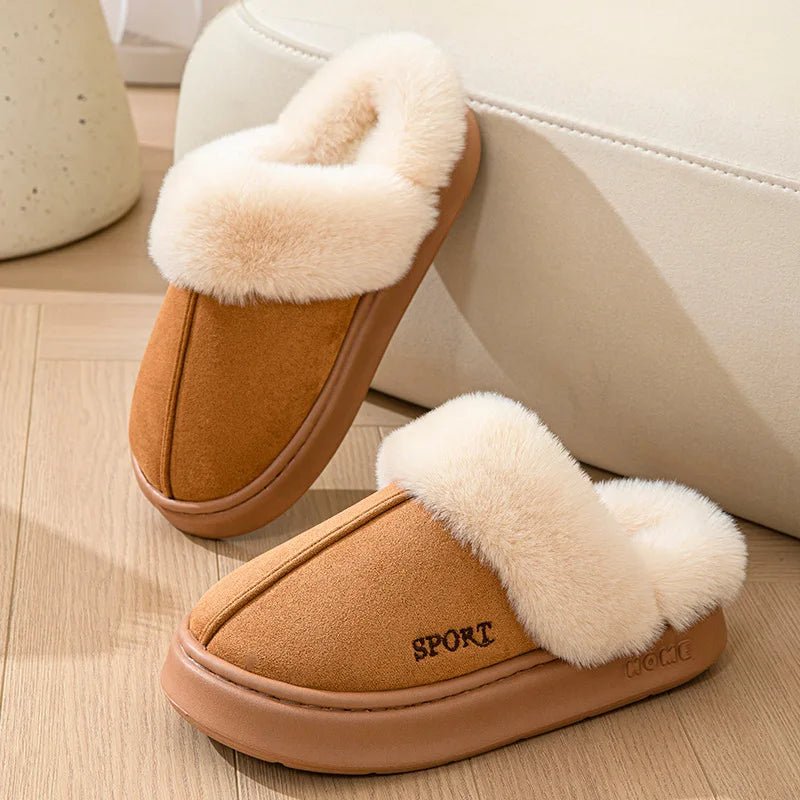 SaneShoppe-Warm Winter Women's Fluffy Slippers House Shoes Elegant Home Fashion Platform Footwear