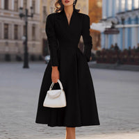 SaneShoppe - Casual Long Sleeve Maxi Dress Women 2025 Autumn Winter Party A - line Slim Dresses Elgant Vestidos