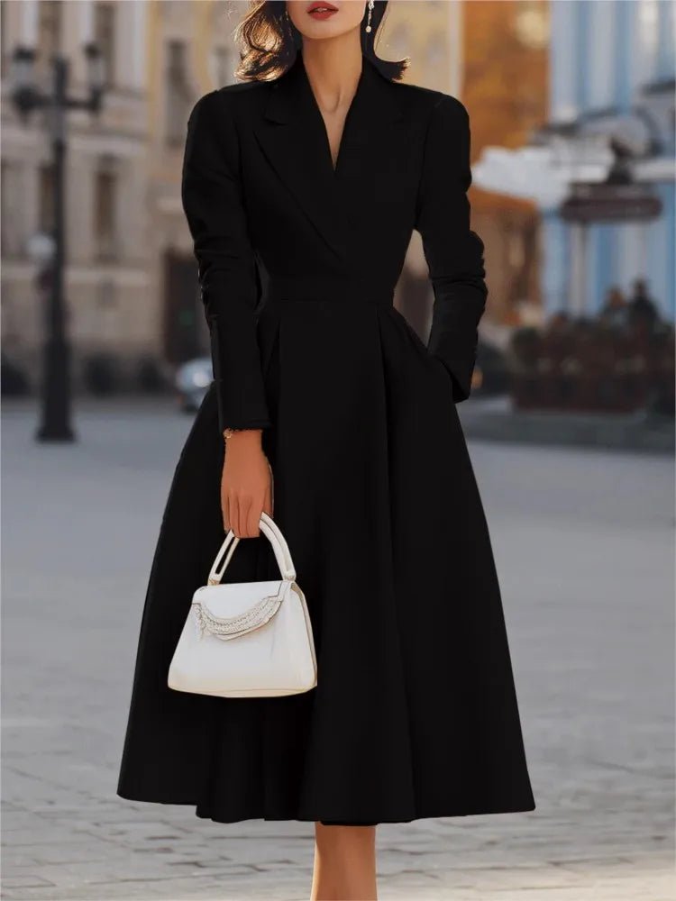 SaneShoppe - Casual Long Sleeve Maxi Dress Women 2025 Autumn Winter Party A - line Slim Dresses Elgant Vestidos