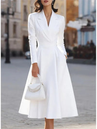 SaneShoppe - Casual Long Sleeve Maxi Dress Women 2025 Autumn Winter Party A - line Slim Dresses Elgant Vestidos