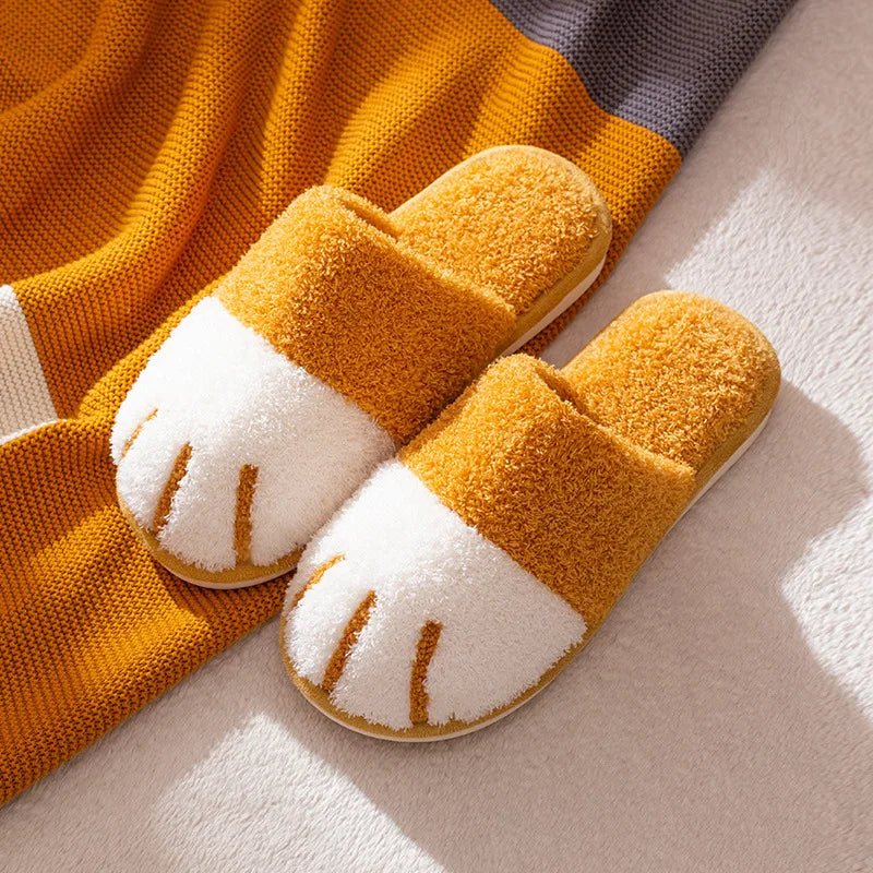 SaneShoppe-Cozy Cat Paw Designer Fur Slippers - Comwarm Winter Plush House Shoes for Bedroom and Indoor