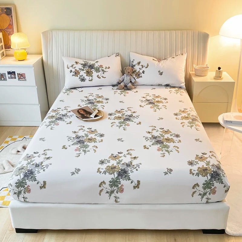 SaneShoppe-Anti-Slip Printed Elastic Band Fitted Bed Sheet for Single Double King Queen Bed