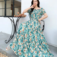 SaneShoppe-2025 Women's High Waist Printed Bohemian Floral Cotton Dress