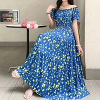 SaneShoppe-2025 Women's High Waist Printed Bohemian Floral Cotton Dress