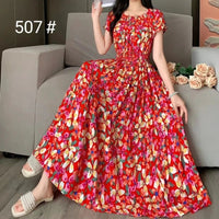 SaneShoppe-2025 Women's High Waist Printed Bohemian Floral Cotton Dress