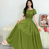 SaneShoppe-2025 Women's High Waist Printed Bohemian Floral Cotton Dress
