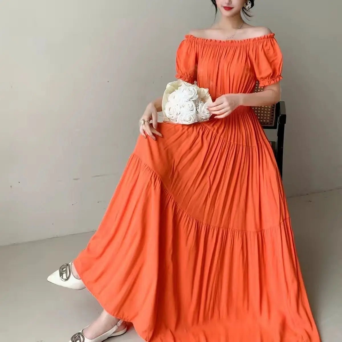 SaneShoppe-2025 Women's High Waist Printed Bohemian Floral Cotton Dress
