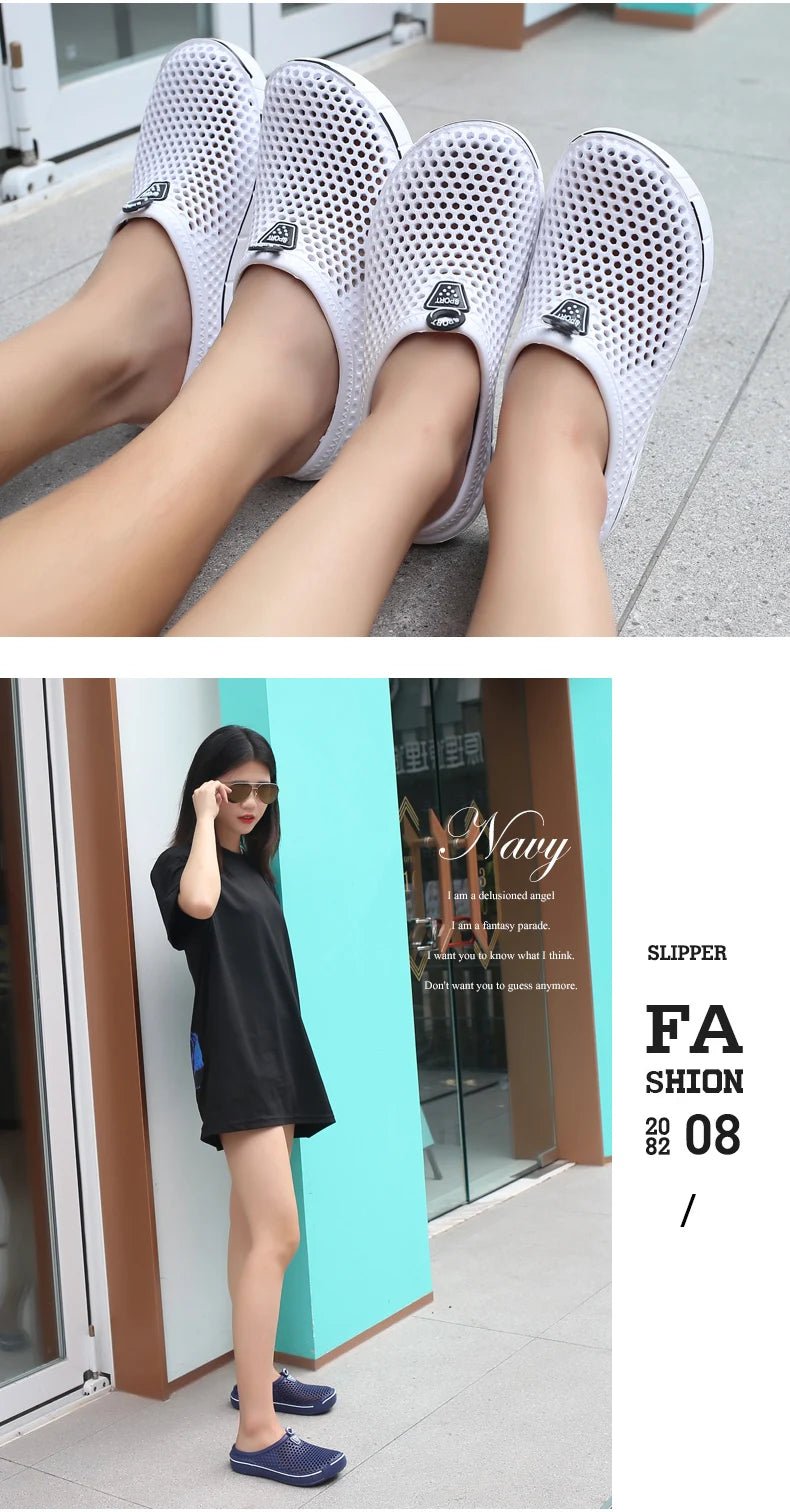 SaneShoppe - Couple Style Men's and Women's Slippers, Clogs, Mules, Solid Color Slip - Ons, Breathable Summer