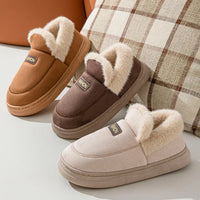 SaneShoppe - Evshine Warm Furry House Cotton Slippers For Women Men Winter Outdoor Plush Lined Cotton Shoe Indoor Antiskid Cozy Fluffy Slides