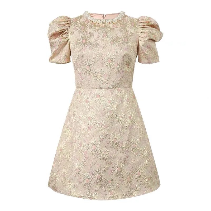 SaneShoppe - Fashion Sweet Short Dress Women Clothes Elegant Luxury Pearl O - Neck Slim Mini Gown Female Party Birthday Banquet Vestidos Fiesta