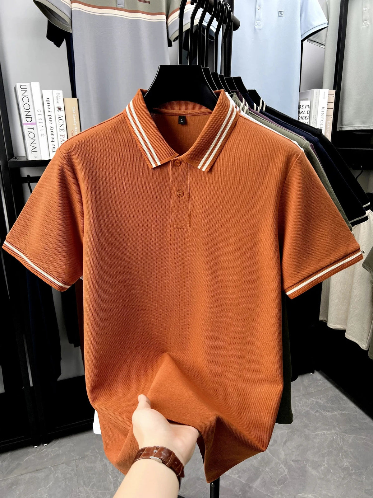 SaneShoppe-Classic 100% Cotton Men's Polo Shirt - Breathable & Comfortable Summer Top
