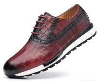 SaneShoppe - Genuine Leather Man Luxury Sneakers Plaid Weave Pattern Lace - up Men Casual White Oxford Shoes Deals Spring Autumn 2025
