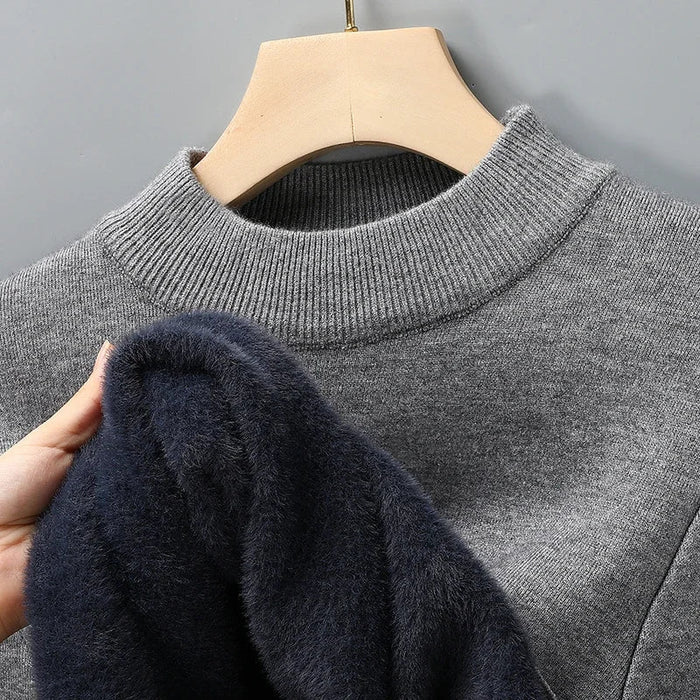 SaneShoppe-Men's Solid Turtleneck Knit Sweater Mock Neck Pullover Winter Fashion