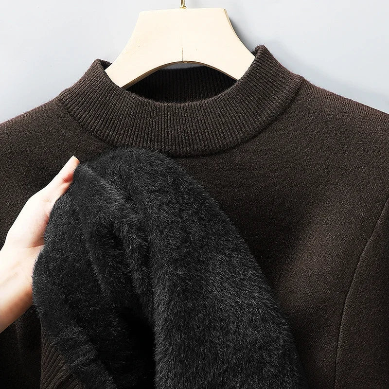 SaneShoppe-Men's Solid Turtleneck Knit Sweater Mock Neck Pullover Winter Fashion