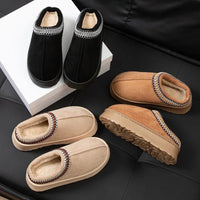 SaneShoppe-Women's Embroidered Winter Slippers with Plush Interior and Anti-Slip Sole