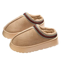 SaneShoppe-Women's Embroidered Winter Slippers with Plush Interior and Anti-Slip Sole