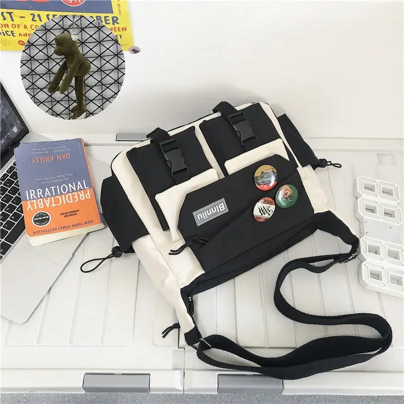 SaneShoppe - Japanese Simple Messenger Bag Student Nylon Waterproof Canvas Handbag Shoulder Crossbody Bags for Women Men Satchels Bolsas
