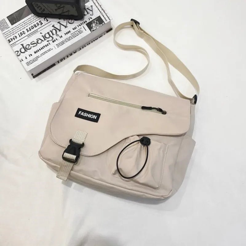 SaneShoppe - Japanese Simple Messenger Bag Student Nylon Waterproof Canvas Handbag Shoulder Crossbody Bags for Women Men Satchels Bolsas