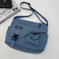 SaneShoppe - Japanese Simple Messenger Bag Student Nylon Waterproof Canvas Handbag Shoulder Crossbody Bags for Women Men Satchels Bolsas