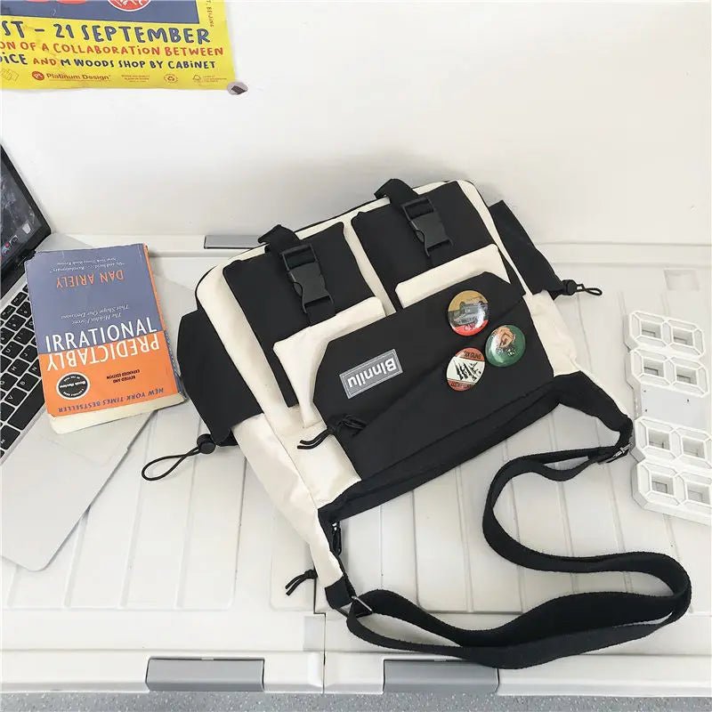 SaneShoppe - Japanese Simple Messenger Bag Student Nylon Waterproof Canvas Handbag Shoulder Crossbody Bags for Women Men Satchels Bolsas
