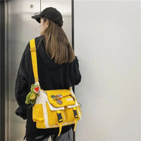 SaneShoppe - Japanese Simple Messenger Bag Student Nylon Waterproof Canvas Handbag Shoulder Crossbody Bags for Women Men Satchels Bolsas