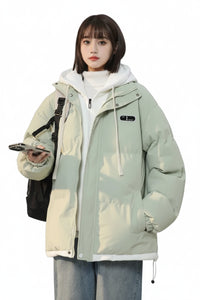 SaneShoppe-Y2K Harajuku Vintage Patch Fake Two-Piece Jacket Korean Style