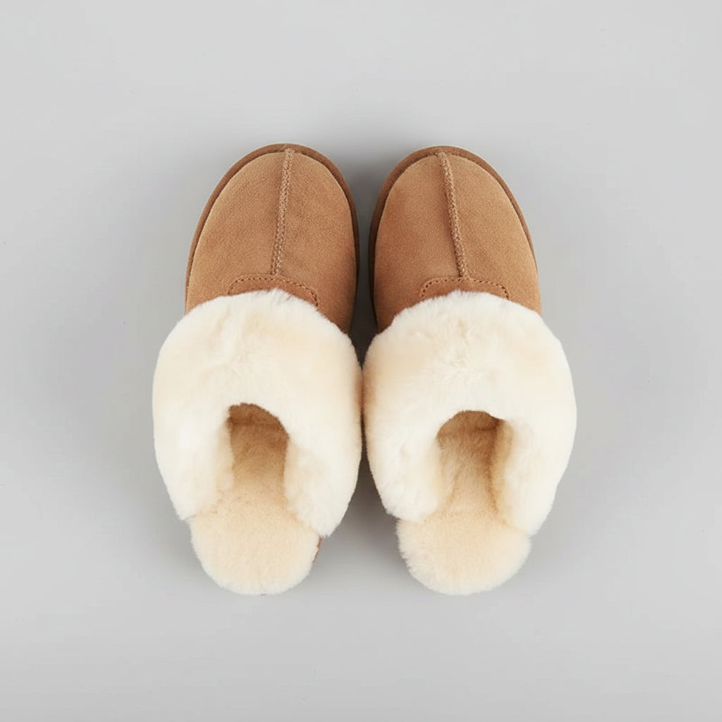 SaneShoppe-Soft Wool Winter Indoor Slippers - Top Quality Sheepskin Fur