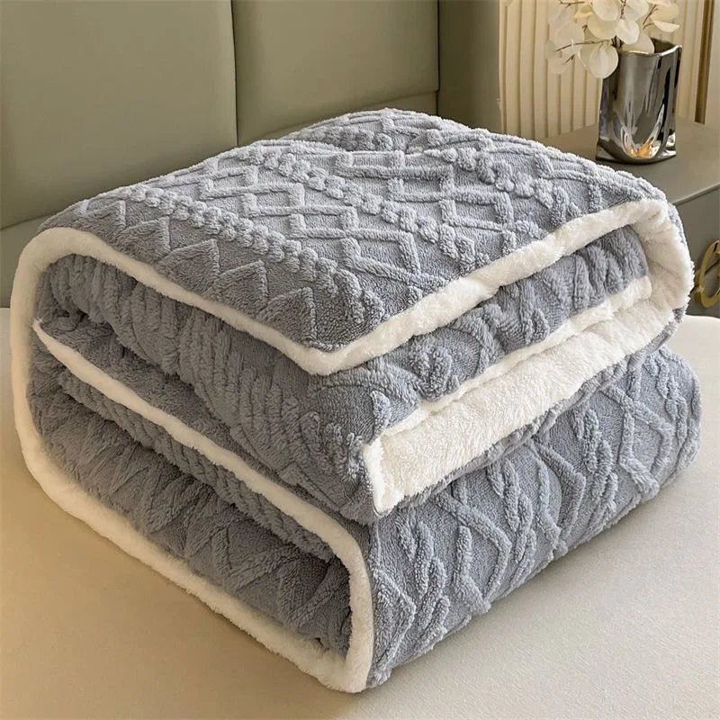 SaneShoppe - Lamb wool blanket thickened warm winter quilt with milk velvet spring autumn comforter student dormitory single double quilt