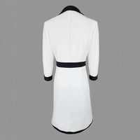 SaneShoppe - Lange Kleider V - neck Button Single - breasted Color - blocking Long - sleeved A - line Tunic Workplace Office Commuter Dress Abendkleid