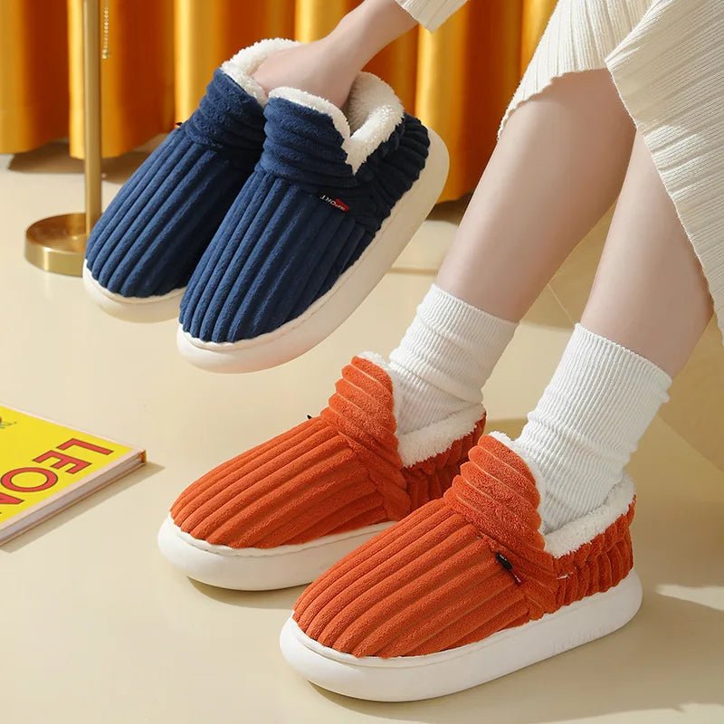 SaneShoppe - Litfun New Fur Slippers For Women Men Winter Furry Fashion Warm Ankles Plush Cozy Slides For Home Indoor Soft Sole Cotton Shoes