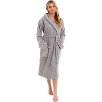 SaneShoppe - Luxurious Women's Bamboo Hooded Dressing Gown Ultra Absorbent Soft Towelling Robe for Spa Gym Home in Grey or White Sizes S to XL Daisy Dreamer